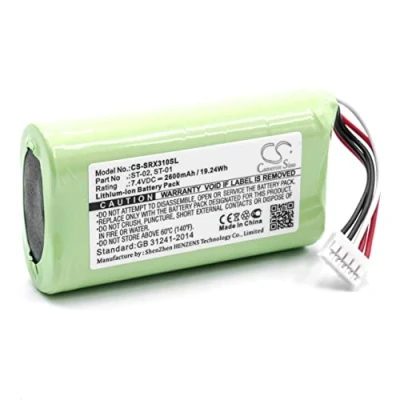 Afbeelding van vhbw Batterij compatibel met Sony SRS XB2, XB20, X3 luidsprekerboxen speaker (2600 mAh, 7,4 V, Li Ion) vervanging voor ST 01, 02