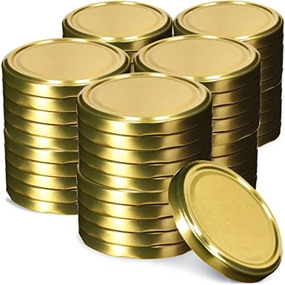 Afbeelding van KADAX Schroefdeksel met diameter van 82 mm, metalen twist off deksel, reservedeksel voor inmaakpotten en weckpotten, deksel 6 inkepingen (50 stuks, goud)