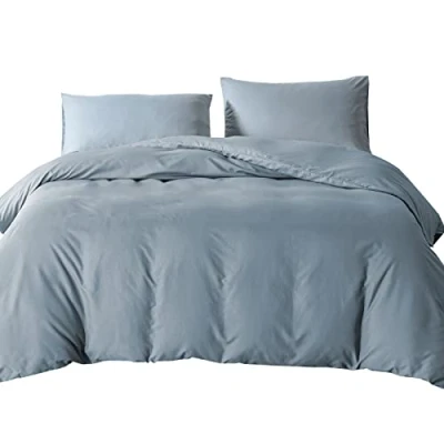 Afbeelding van Kingsize dekbedovertreksets, dekbedovertrek met 2 stuks kussenslopen, zachte microvezel polyester dekbedovertreksets (blauwgrijs)