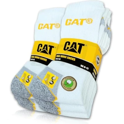 Afbeelding van CAT Caterpillar Real Work Socks voor dames en heren, werksokken, zakelijke sokken, 6 paar, maat 35 50, wit, 39 42 EU