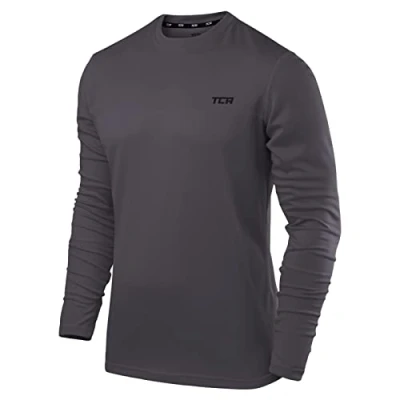 Afbeelding van TCA Element sportshirt heren lange mouw Sport shirt ronde hals Sneldrogend fietsshirt Ademend hardloopshirt t Grijs, L