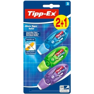 Afbeelding van Correctieroller Tipp ex micro twist 5mmx8m blister 2+1 gratis