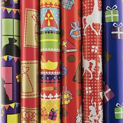 Afbeelding van Sinterklaaspapier Inpakpapier Cadeaupapier Assortiment 300 x 70 cm 60 rollen