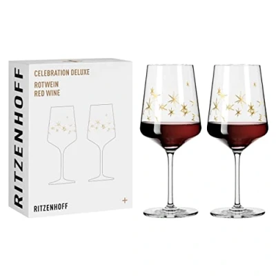 Afbeelding van Ritzenhoff 6141011 Rodewijnglas, 540 ml, serie Celebration Deluxe set nr. 3, stuks met echt goud, Made in Germany, 2 stuk (1er Pack)
