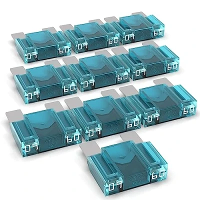 Afbeelding van Auprotec Maxi Platte stekkerzekering van 20 80 A, steekzekering, smeltzekering, selectie: 60 blauw, 10 stuks