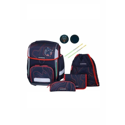 Afbeelding van Schneiders Ergolite SET 8TEILIG Schooltas voor kinderen, Maat: One Size, Black red