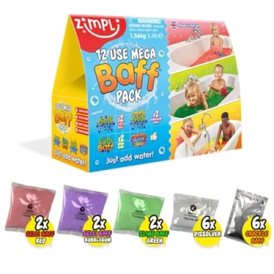 Afbeelding van 12 Gebruik Mega Value Baff Pack van Zimpli Kids, 4 x Gelli Baff, 2 Slijm &amp; 6 Crackle Kindersensorisch Badspeelgoed, Verjaardagscadeaus voor jongens en meisjes, sensorisch badspeelgoed