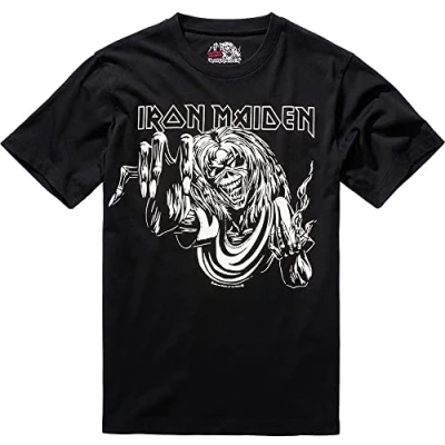 Afbeelding van Brandit IRON Maiden Design GLOW IN THE DARK Pigment Tshirt print, Heren, Maat: Large, Black