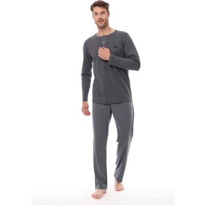Afbeelding van Pijadore Grote Maten Heren Pyjama Set, Lange Mouwen, Grijs 2XL