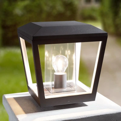 Afbeelding van Lucande Sokkellamp 1licht Gegoten aluminium, polycarbonaat H: 26 cm E27 donkergrijs