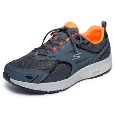 Afbeelding van Skechers Go Run Consistent voor heren prestatiegerichte atletische train , hardloop wandel en sportschoen met luchtgekoeld schuim, Grijs/Oranje, 42.5 EU