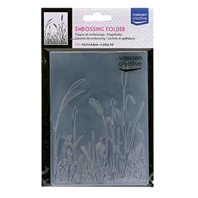 Afbeelding van Vaessen Creative Embossing Folder, Gras 14,5x4,8x0,5 cm, 1 Eenheid, voor Verjaardag, Geboorte, Kerstkaarten en Papier Ambachten