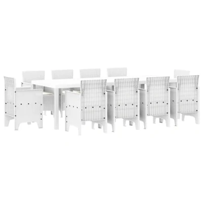 Afbeelding van vidaXL 11 delige Tuinset met kussens poly rattan wit