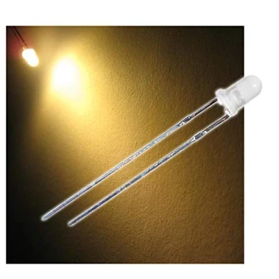 Afbeelding van world trading net 50 LED&#039;s 3 mm diffuus warm wit type &quot;WTN 2900ww&quot;, lichtgevende diode, bedraad, diode lichtgevend, als onderdeel