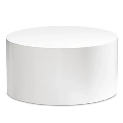 Afbeelding van FineBuy Monobloc Salontafel, 60 x 30 cm, wit hoogglans, design woonkamertafel, rond, loungetafel, eenvoudig koffietafel, modern