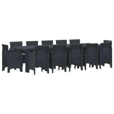 Afbeelding van vidaXL 13 delige tuin eetset met kussens in anthraciet poly rattan