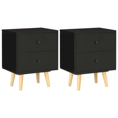 Afbeelding van Nachtkastjes 2 st 40x30x50 cm massief grenenhout zwart