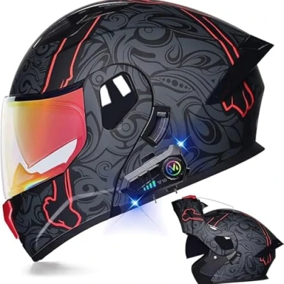 Afbeelding van Motorhelm met Bluetooth Heren Dames Modulaire helm Motor opklaphelm Dubbel vizier Integraalhelm Volwassen ECE gecertificeerd G,XL61 62CM