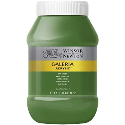 Afbeelding van Winsor &amp; Newton 2154599 Galeria acrylverf, hoge pigmentatie, lichtecht en verouderingsbestendig, romige vloeiende consistentie 1 Liter Pot, Sap Green