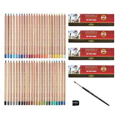 Afbeelding van KOH I NOOR Gioconda pastelpotloden met puntenslijper en pastelborstel 48 stuks
