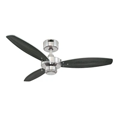 Afbeelding van 105 cm plafondventilator Jet I met drie vleugels, uitvoering in geborsteld nikkel.