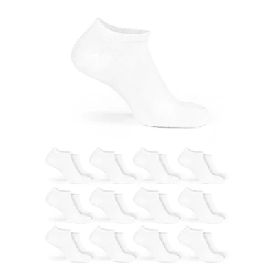 Afbeelding van Basic Treasure 12 paar katoenen sneakersokken, uniseks, zwarte en witte sneakersokken voor heren dames, wit, 43 46 EU