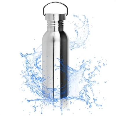 Afbeelding van Robin Goods® RVS drinkfles met handvat hoogwaardige campingfles breukvast en BPA vrij 1000 ml (1 stuk 1000ml)