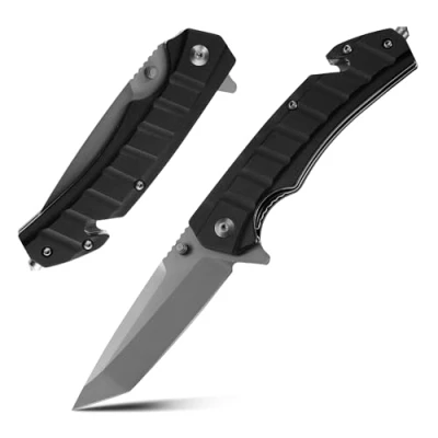 Afbeelding van Swiss+Tech Opvouwbaar zakmes, tactisch mes van 9,5 cm (3,75 inch), zowel blade, zakclip, glasbreaker, zadelmes, geschikt voor camping, survival, EDC, zelfverdediging, perfect mannen en vrouwen