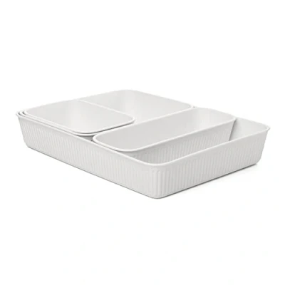 Afbeelding van Tatay Set of 4 Drawer Organisers (1pc Slim + 1pc A6 A5 A4) Baobab, Polypropylene, BPA free, Grey