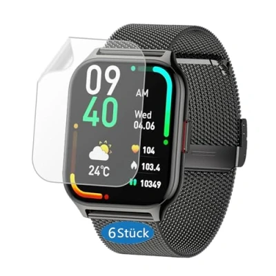 Afbeelding van Frgnie Beschermfolie voor P95 Smartwatch 2 inch (6 stuks) HD TPU displaybeschermfolie compatibel met Zoskvee, Narcid en Popglory