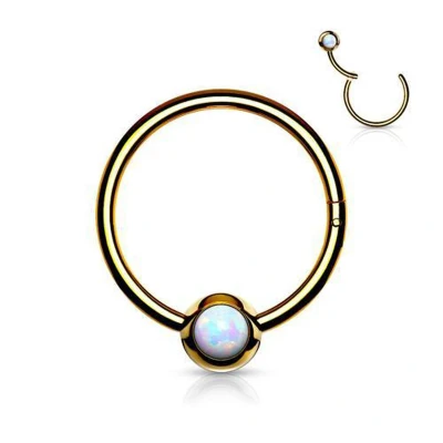 Afbeelding van Piercing opal clicker 1.2x8 gold plated