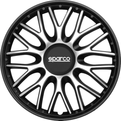 Afbeelding van Sparco Wieldoppen Roma 15 inch Zilver/Zwart Set van 4 stuks