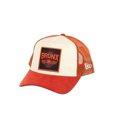 Afbeelding van New Era Bronx Patch White Orange A Frame Adjustable Trucker Cap One Size