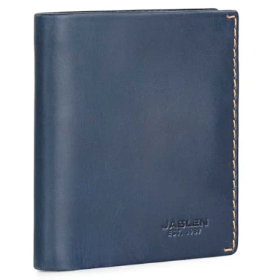 Afbeelding van JASLEN Portemonnee Leer Heren Functioneel en Duurzaam Wallet For Men, Mens met Tijdloze, Bestendige Leer. RFID Portemonnee., Marineblauw Camel