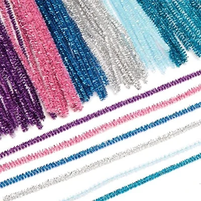 Afbeelding van Baker Ross FE719 Winter klatergoud Pijpenragers Knutsel set Pak van 72, voor kinderen, Draad, Kaarten Maken Benodigdheden, Kinder materialen, Versiering Knutselen