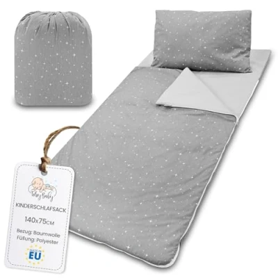 Afbeelding van Slaapzak kinderen met kussen en ritssluiting voor baby 3 7 jaar 140 x 75 cm kinderslaapzak binnen kinderdagverblijf kleuterschool dekenslaapzak Oeko Tex Galaxie