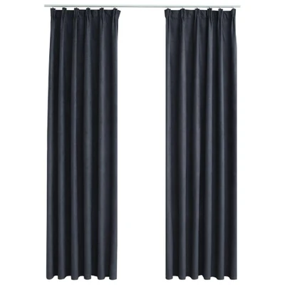 Afbeelding van Gordijnen verduisterend met haken 2 st 140x245 cm antraciet
