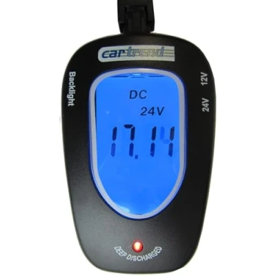 Afbeelding van Cartrend 80127 Accutester 12 Volt/24 Volt, met LCD display, blauw verlicht