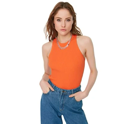 Afbeelding van Trendyol Bruine Geribbelde Gebreide Dunne Blouse Twoss21Bz0090