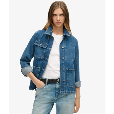 Afbeelding van Superdry Vrouwen Chore jas van Spijkerstof Blauw Grootte: 34