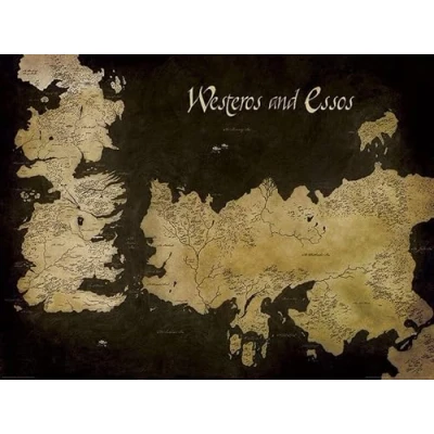 Afbeelding van Kunstdruk Game of Thrones Westeros and Essos Antique Map 80x60cm