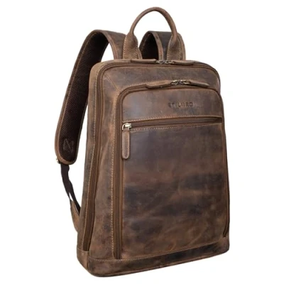 Afbeelding van STILORD &#039;Watson&#039; Laptop Rugzak 15,6 inch Lederen Dagrugzak Grote Vintage Business Kantoorzakken XL in Echt Leder, Kleur:calais bruin