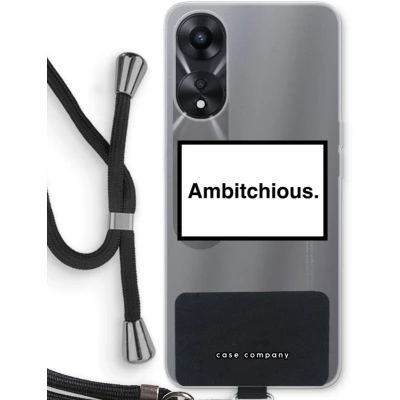 Afbeelding van Case Company® hoesje met Koord geschikt voor Oppo A58x Ambitchious Telefoonhoesje Zwart Bescherming aan alle Kanten en Over de Schermrand