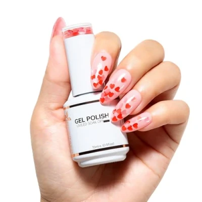 Afbeelding van Nicedeco Hema Free Gellak Semi Permanent Nail Gel Cruelty Hart Pailletten Color Nagellak UV/LED Glossy Valentine&#039;s Day Polish 15ML 332