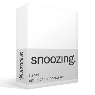Afbeelding van Snoozing Flanel Split topper Hoeslaken Tweepersoons 140x200 cm Wit