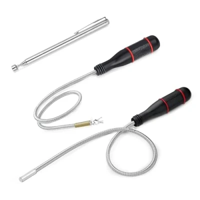 Afbeelding van 3 stuks magneetlifter magneetstaafgrijper met 500 mm flexibele zwanenhals, draagbare staafmagneet sterke magneetgrijper uittrekbare magneetstaaf voor het opnemen van kleine onderdelen