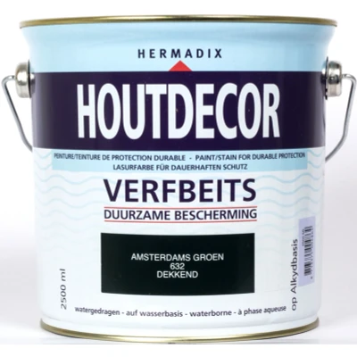Afbeelding van Hermadix Houtdecor Verfbeits Dekkend 632 Amsterdams Groen 2,5 liter Tuinbeits