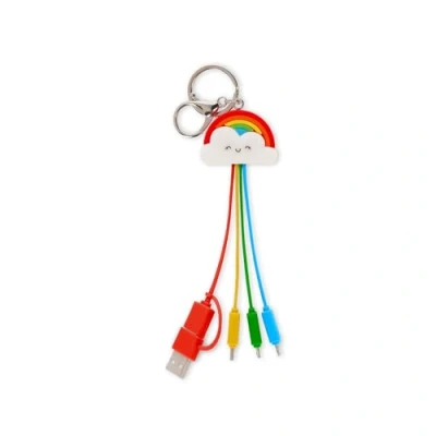 Afbeelding van Legami Rainbow Multiple Link Up oplaadkabel met sleutelhanger, 4 oplaadkabels, USB Type C Micro USB, Lightning, adapter, TPE gecoate kabel