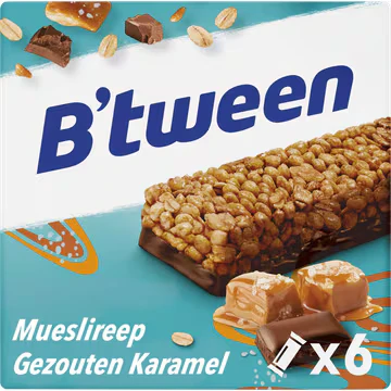 Afbeelding van Hero B&#039;tween Mueslireep Salted Caramel 6x23gr