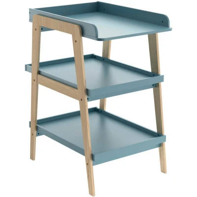 Afbeelding van TSUGA commode Massief hout en MDF L.58 x D.71,1 H.101,2 cm Voor matras 50x70 Stormblauw